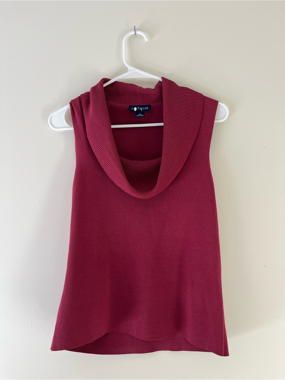 Ann Taylor Sleeveless Cowl Neck Sweater Tank - Burgundy Medium